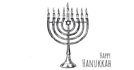 Happy Hanukkah. Hand drawn illustration.