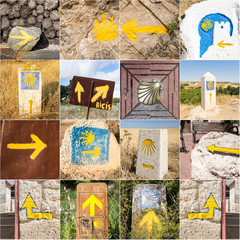 symbols in the way to Saint James, yellow arrow and the shell