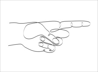 Continuous one line drawing Hand pointing, vector illustration design. Hands collection.
