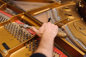 Piano tuning sound before jazz concert