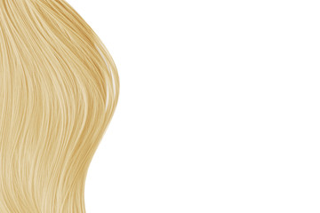 Blond hair wave on white background, isolated. Backdrop for creative. Copy space