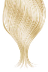 Naklejka premium Blond shiny hair on white background, isolated