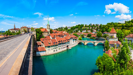 Fototapeta na wymiar Bern aerial panoramic view, Switzerland