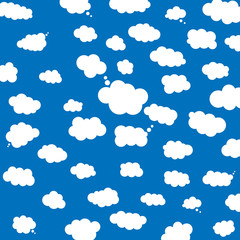 Clouds on blue background. Floating clouds. Vector illustration