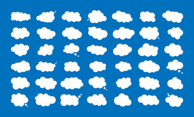 Cloud set isolated on blue background. Vector illustration