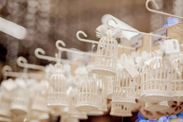 Christmas toy on the Christmas tree. New Year decoration. Decorated shop window