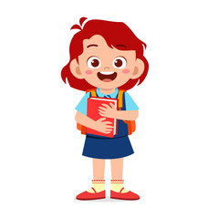 happy cute kid girl ready to go to school