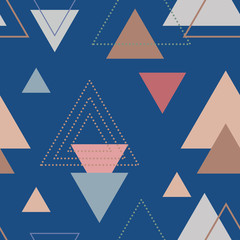 Absctract nordic triangle geometric patten design for decoration interior, print posters, greating card, bussines banner, wrapping in trendy pantone 2020 color classic blue in vector.
