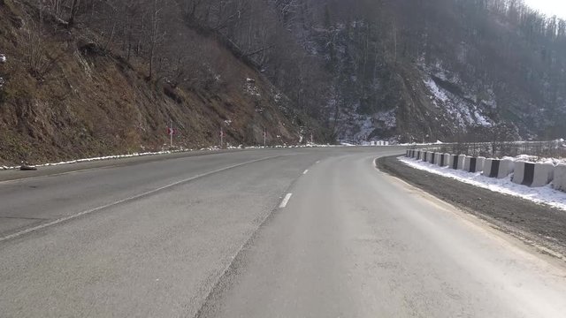 driving car in the Rikoti gorge. Transportation.
