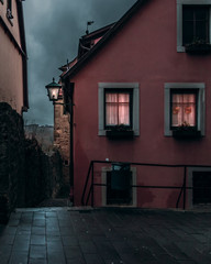 House view with window lights.