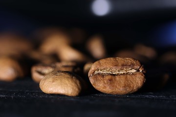 coffee beans on wooden background