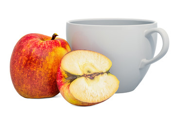 Warm apple drink with fresh apples, 3D rendering