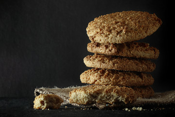 organic presentation delicious cookies on black board