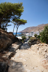 on the way down to beautiful little harbor in Crete