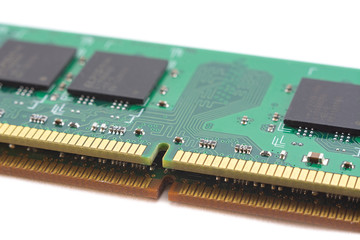 system, main memory, random access memory, computer detail, close-up, high resolution, isolated on white background