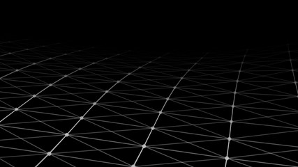 Vector gradient perspective grid. Detailed lines on black background.
