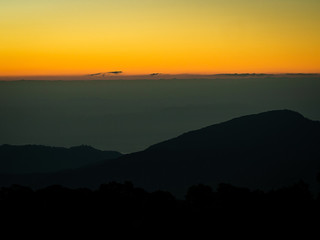 landscape of Mountain with forest in Twilight time