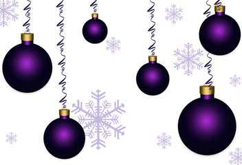 Purple ornaments and snowflakes background