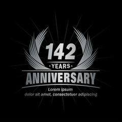 142 years logo design template. Anniversary vector and illustration template.