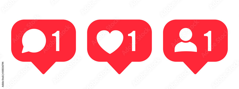 Poster follower notification icon. social network signs. social media comment, like, follower icons. storie