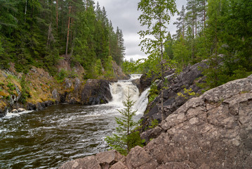 mountain fast bubbling river, river flow