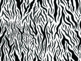 Fototapeta na wymiar Full seamless zebra and tiger stripes animal skin pattern illustration. Black and white vector design for textile fabric printing. Fashionable and home design fit.