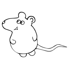 Belaya metallicheskaya krysa. Bestsvetnyy fon. Kitayskiy novyy god. Vostochnyy kalendar'. Raskraska dlya detey. Prazdnichnyy print.  Krysa, kitayskiy novyy god, metallicheskaya, belaya, raskraska dlya