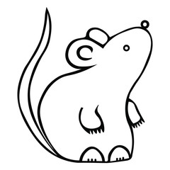 White metal rat. Colorless background. Chinese New Year. Eastern calendar. Coloring book for children. Holiday print.