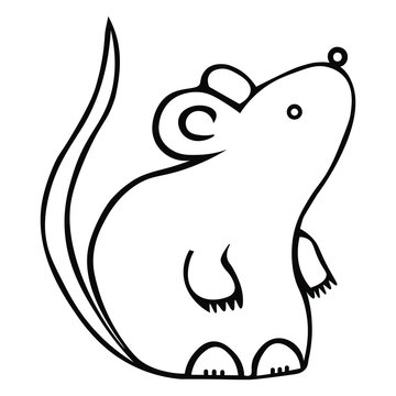 White metal rat. Colorless background. Chinese New Year. Eastern calendar. Coloring book for children. Holiday print.