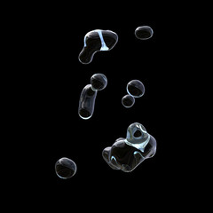 merging of flying drops of water