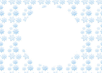 Christmas background with blue snowflakes, isolated on white background, with place for text