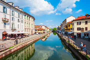 Fototapeta na wymiar Naviglio Grande canal in Milan