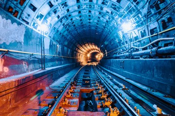 Underground tunnel and the railway in New York City, United States
