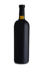 Bottle of tasty wine on white background