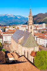 Bolzano Cathedral aerial panoramic view - obrazy, fototapety, plakaty