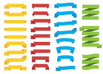 Fototapeta premium Set of different color ribbons on white background. Vector Illustration.