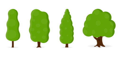 Set of trees isolated on white background. Vector illustration.