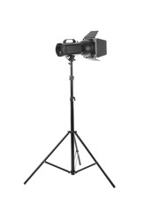 Professional lighting equipment for photo studio on white background