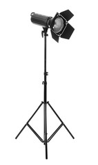 Professional lighting equipment for photo studio on white background