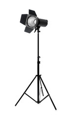 Professional lighting equipment for photo studio on white background