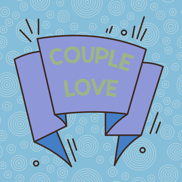 Handwriting text Couple Love. Conceptual photo two showing who love each other very much Feeling pleasure Asymmetrical uneven shaped format pattern object outline multicolour design