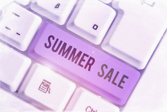 Word writing text Summer Sale. Business photo showcasing time when a store sells products at much lower prices than usual