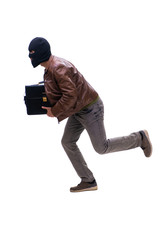 Robber wearing balaclava isolated on white background