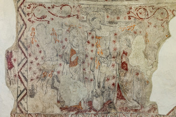 Fototapeta na wymiar The crucifixion, an ancient gothic wall-painting