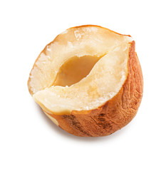 Tasty hazelnut on white background