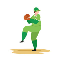 Baseball player throw ball, vector sport illustration