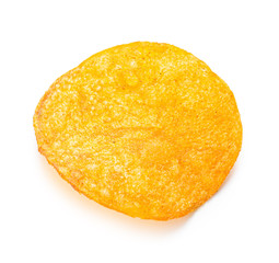 Tasty potato chip on white background