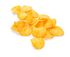 Naklejka na ściany i meble Tasty potato chips on white background