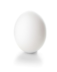 Fresh raw egg on white background