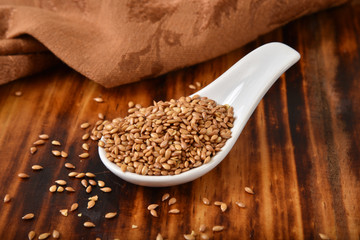 Roasted flaxseeds closeup